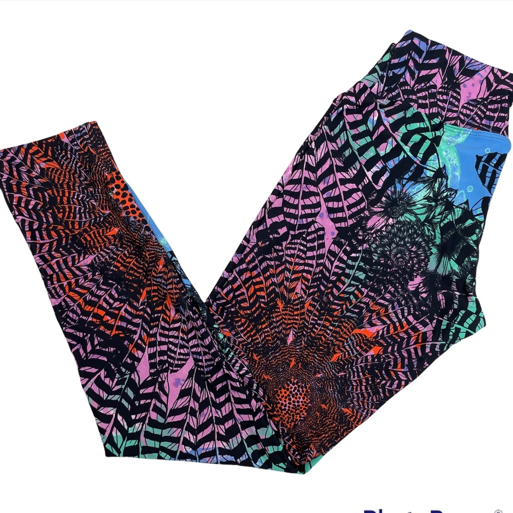 Liquido Floral Multicolor Crop Leggings Women's Size M Medium